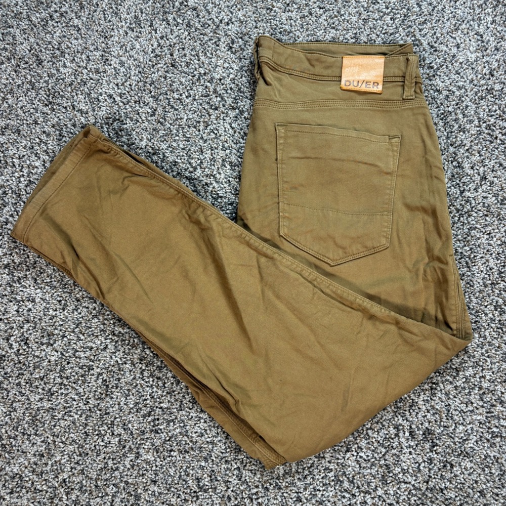 DU/ER N2X Relaxed Taper Performance Men 38x30 Pants Tobacco Brown Tencel Stretch